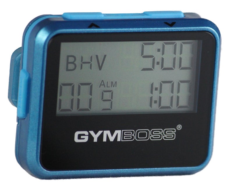 Gymboss مؤقت جيمبوس وفترة توقيت وساعة مع حزام ساعة - حزمة (أخضر مزرق مع أزرار زرقاء، مقاس واحد يناسب الجميع) - Image 2